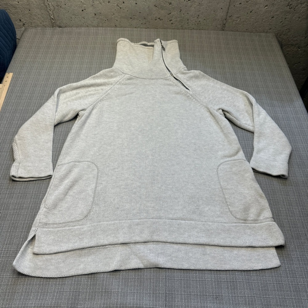 Soft Surroundings Tunic Sweater 2X Gray Asymmetric Zip Funnel Neck Cozy
